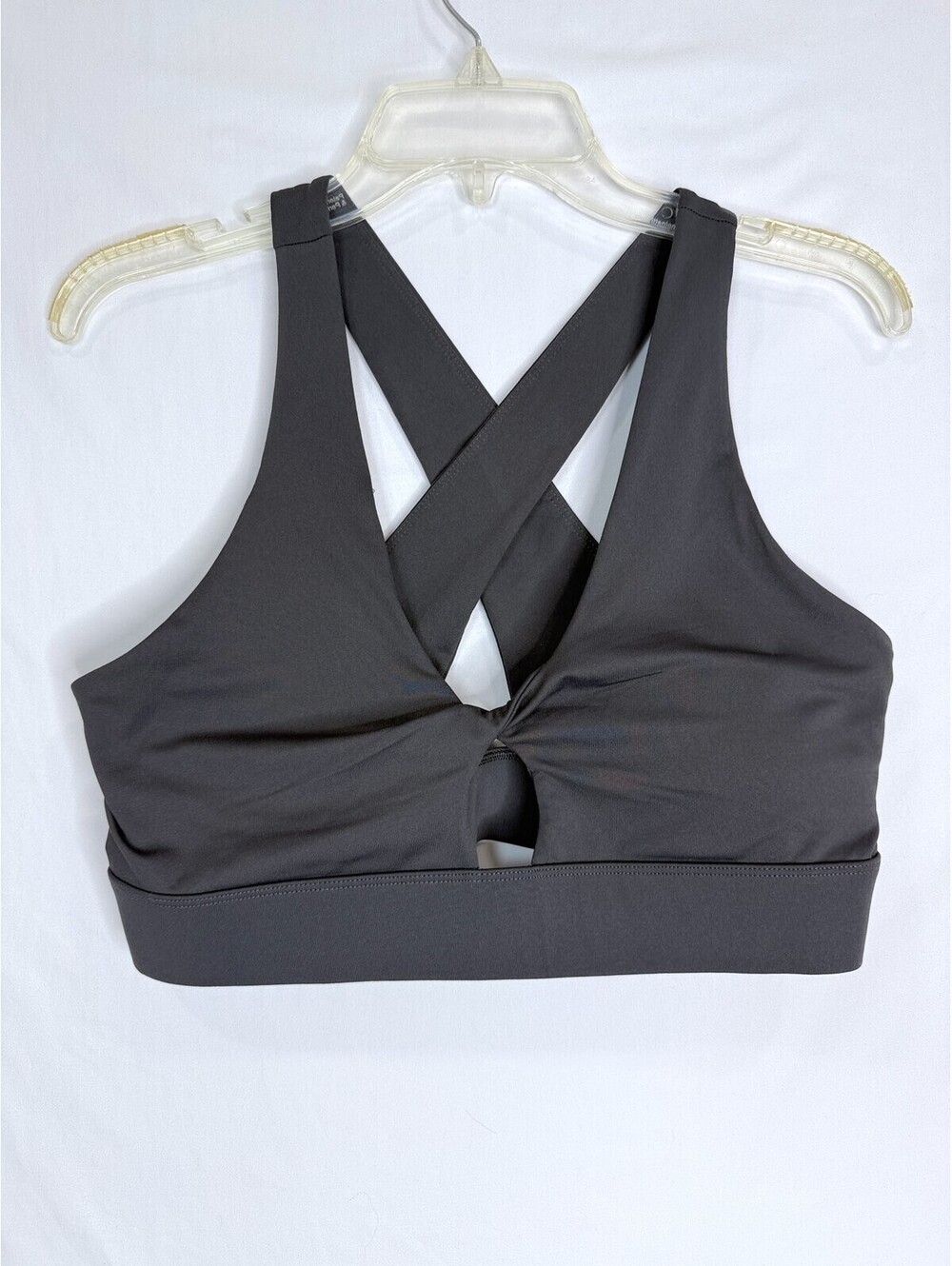 Fabletics Gray Twist Front Sports Bra Criss Cross Back No Size Tag Workout